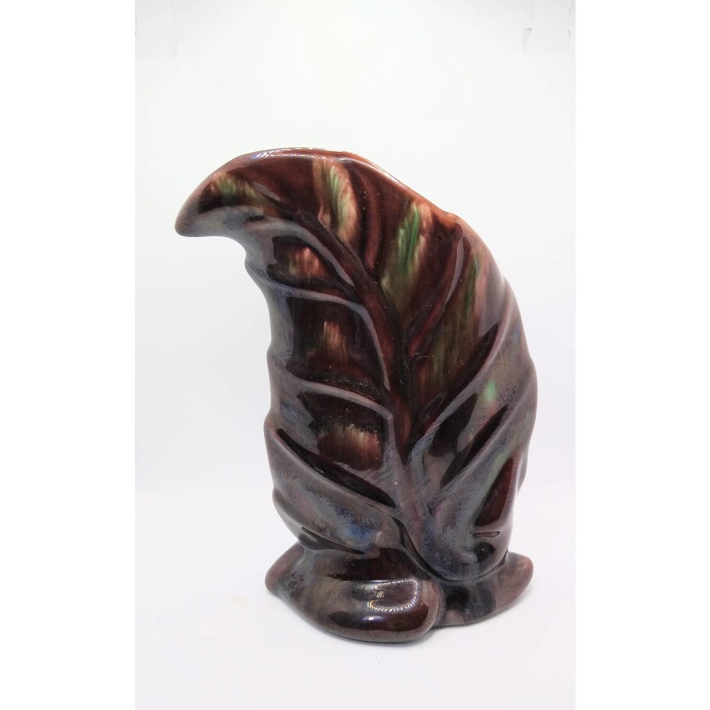 Rare Royal Haegar leaf shape glazed vase